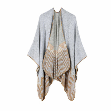 Minimalism Style Cashmere Wrap Cape Women Winter Poncho Oversized Warm Blanket Cape Wraps Shawl Cardigans